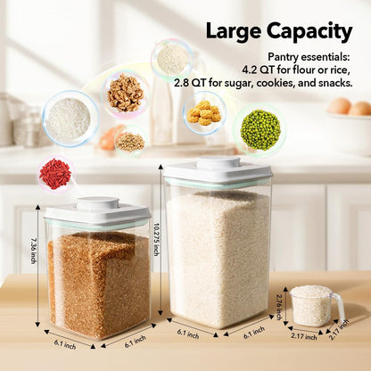 Ankou Airtight Container Set - (380ml 4 Pcs) Stackable One Button Openning Food Containers for Snacks Candy Salt Herbs Spices BPA-Free Tranparent (0.32 QT * 4)