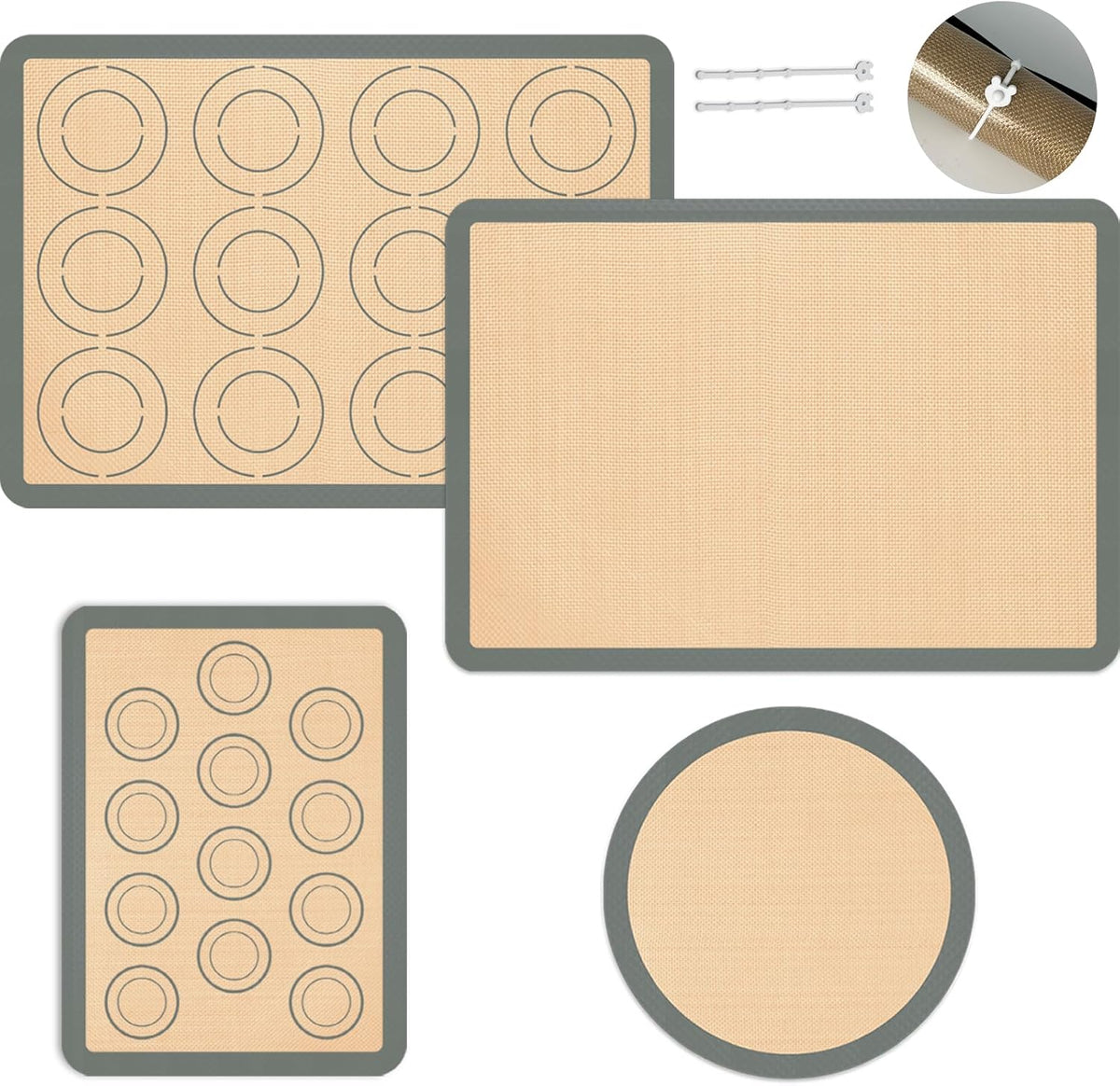 Koolstuffs Silicone Baking Mat, Nonstick and Reusable, 3 Pack