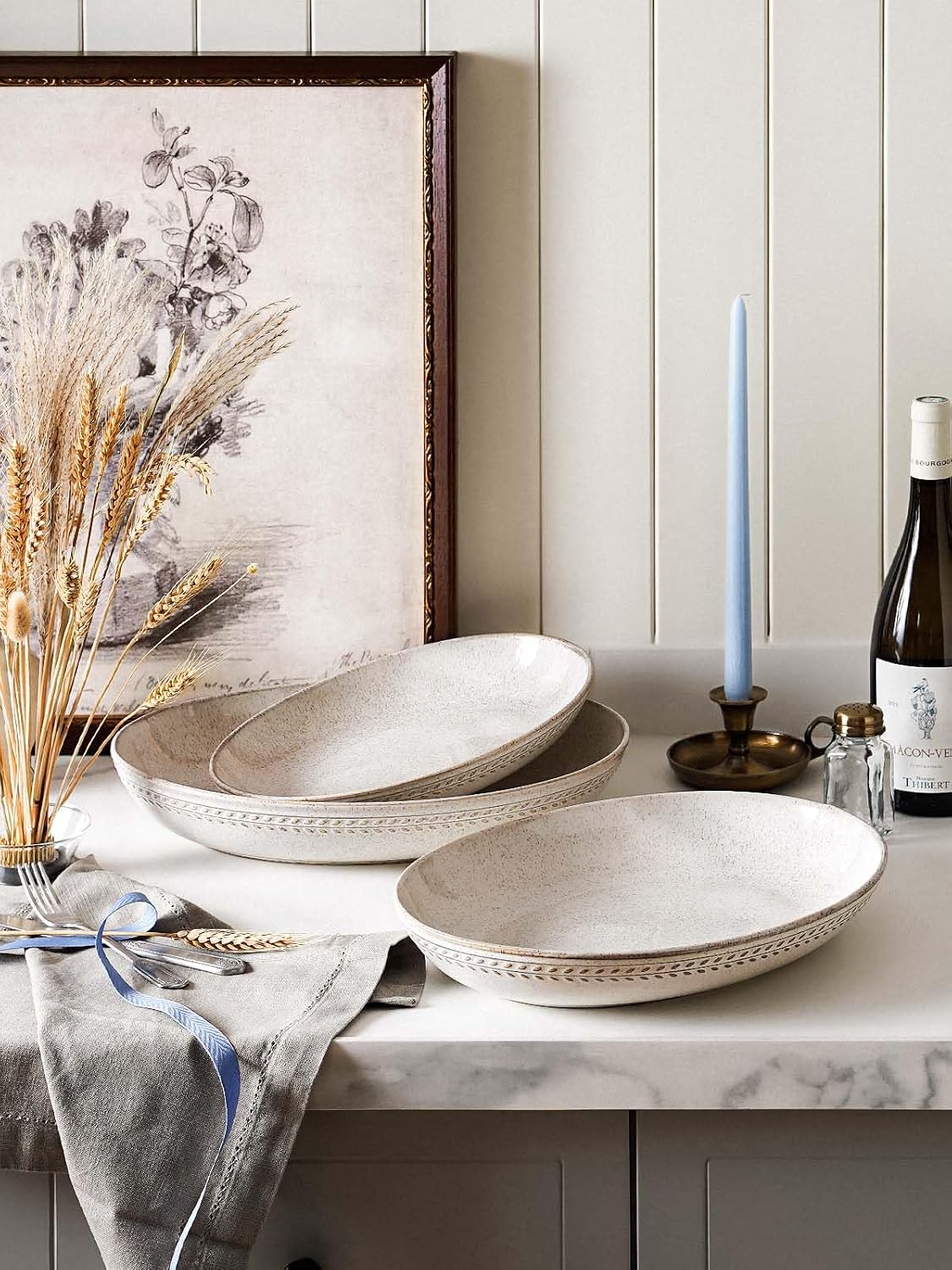 LE TAUCI Ceramic Serving Bowls Set of 2, Large Serving Dishes for Entertaining, 11.8 & 13.7 Inch Oval Serving platter, Salad Fruit Bowl, Pasta Bowls, Microwave & Dishwasher Safe - Arctic White