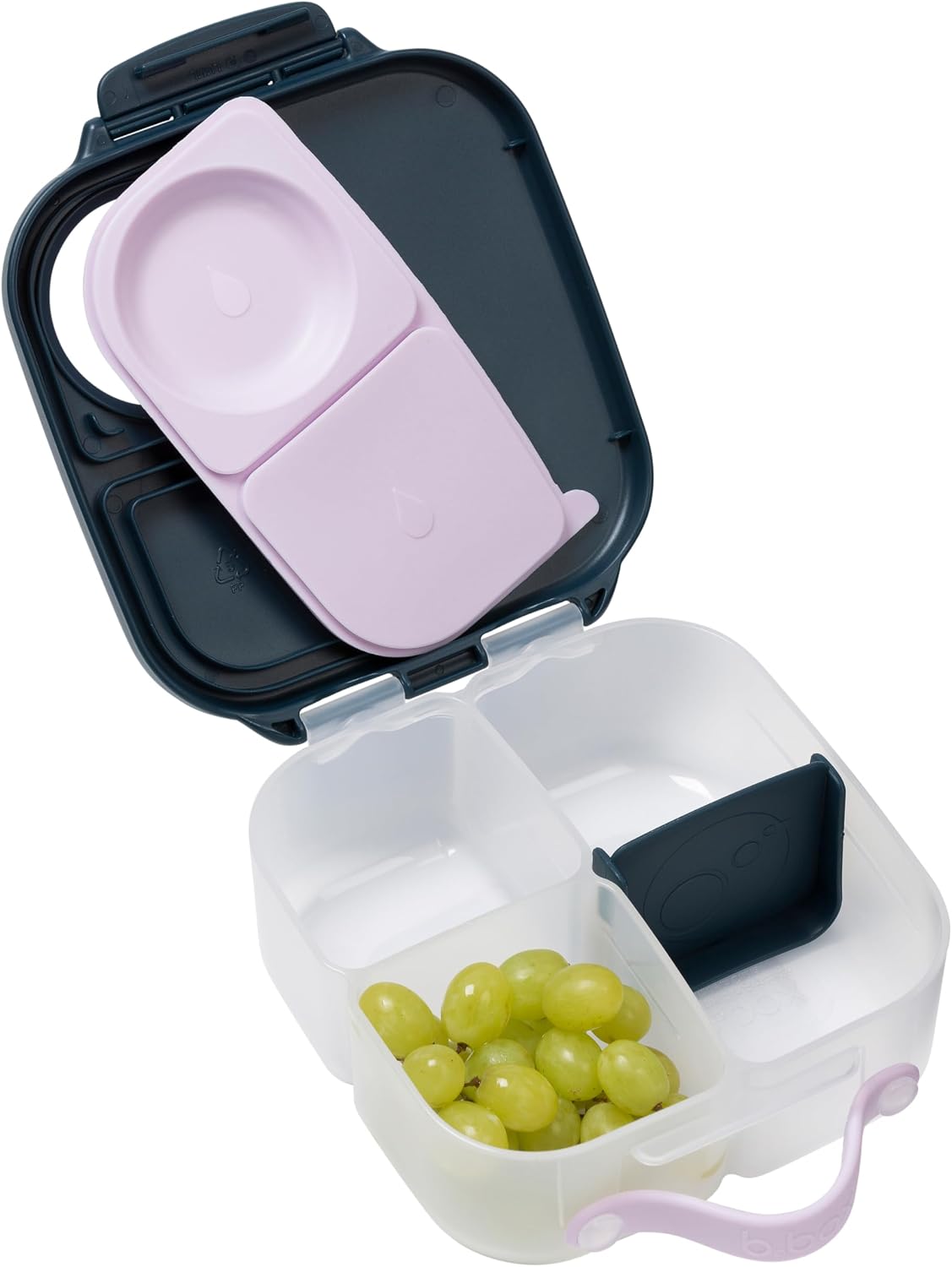 b.box Mini Lunch Box 2-Pack, Leak Proof Bento Box for Kids, 3 Compartment Snack Containers Ages 3+, Lunchbox for Daycare + School, Dishwasher Safe, BPA-Free, PFAS-Free, 4.25 Cup - Blue + Green
