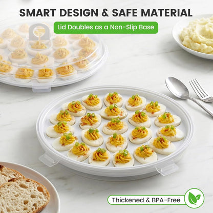 HANSGO Deviled Egg Containers with Lid, Deviled Egg Platter Carrier Holder Trays with 22 Slots for Holiday Party and Home Kitchen, Green