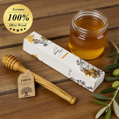 Traditional Olive Wood Honey Dipper - Durable & Warp-Resistant, Preserves Honey Purity, 1pcs, 6.3 Inch