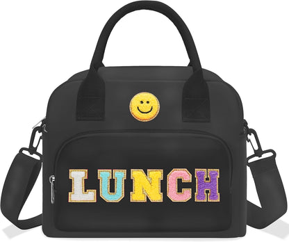RLGPBON Insulated Lunch Bag Teen Girls, Preppy Lunch Box Large Insulated Lunch Bag Reusable Lunch Tote Bag, Preppy LunchBag for Girls School Travel Picnic