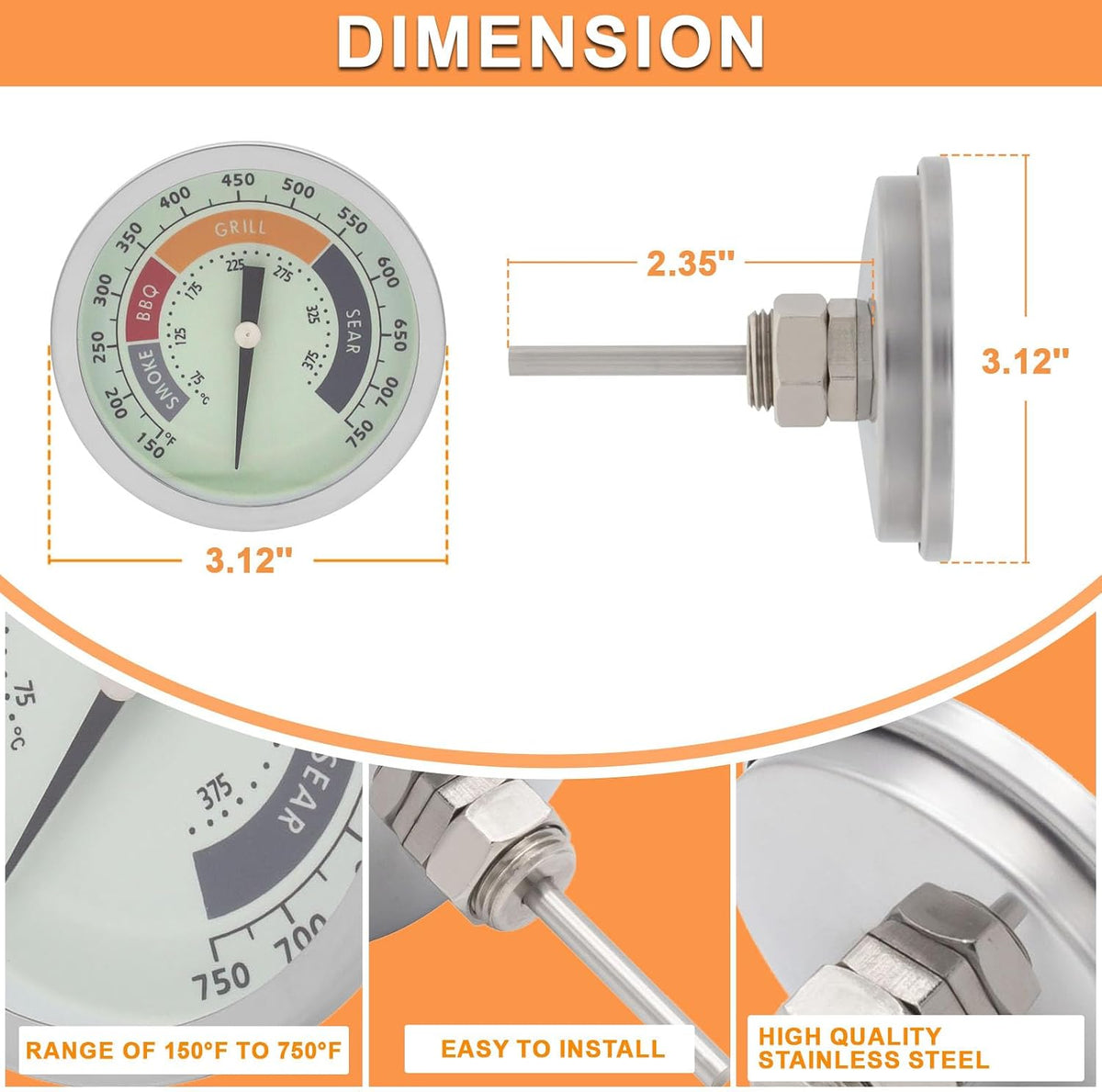 60540 Temperature Gauge for Weber GS4 Spirit II/I 200/300 SER & 22" Kettles