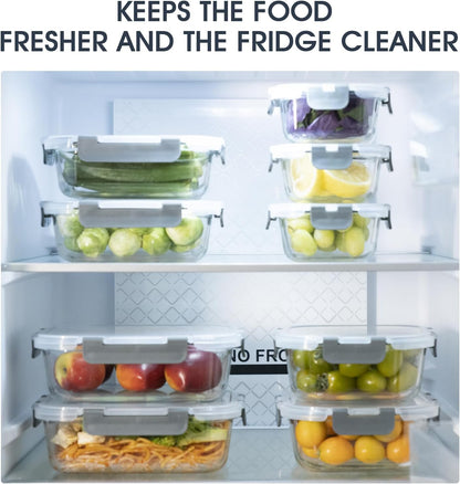S SALIENT 18 Piece Glass Food Storage Containers with Lids, Glass Meal Prep Containers, food storage Containers for Food Storage, BPA Free & Leak Proof (9 lids & 9 Containers)