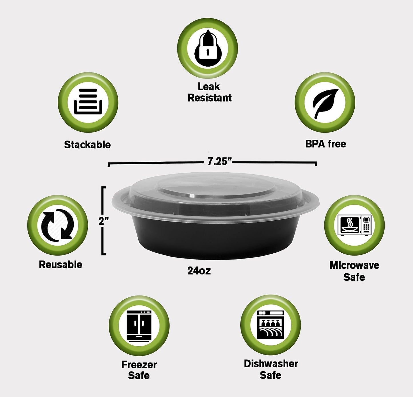 SafeWare Meal Prep Container Reusable 2 Compartment With Lids 28oz (25 Sets)- Food Prep Containers, Food Storage Bento Box | Stackable | Microwave | Dishwasher | Freezer Safe.