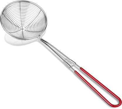 304 Stainless Steel Spider Strainer Skimmer Ladle for Cooking and Frying, Kitchen Gadgets Utensils Wire Pasta Spoon