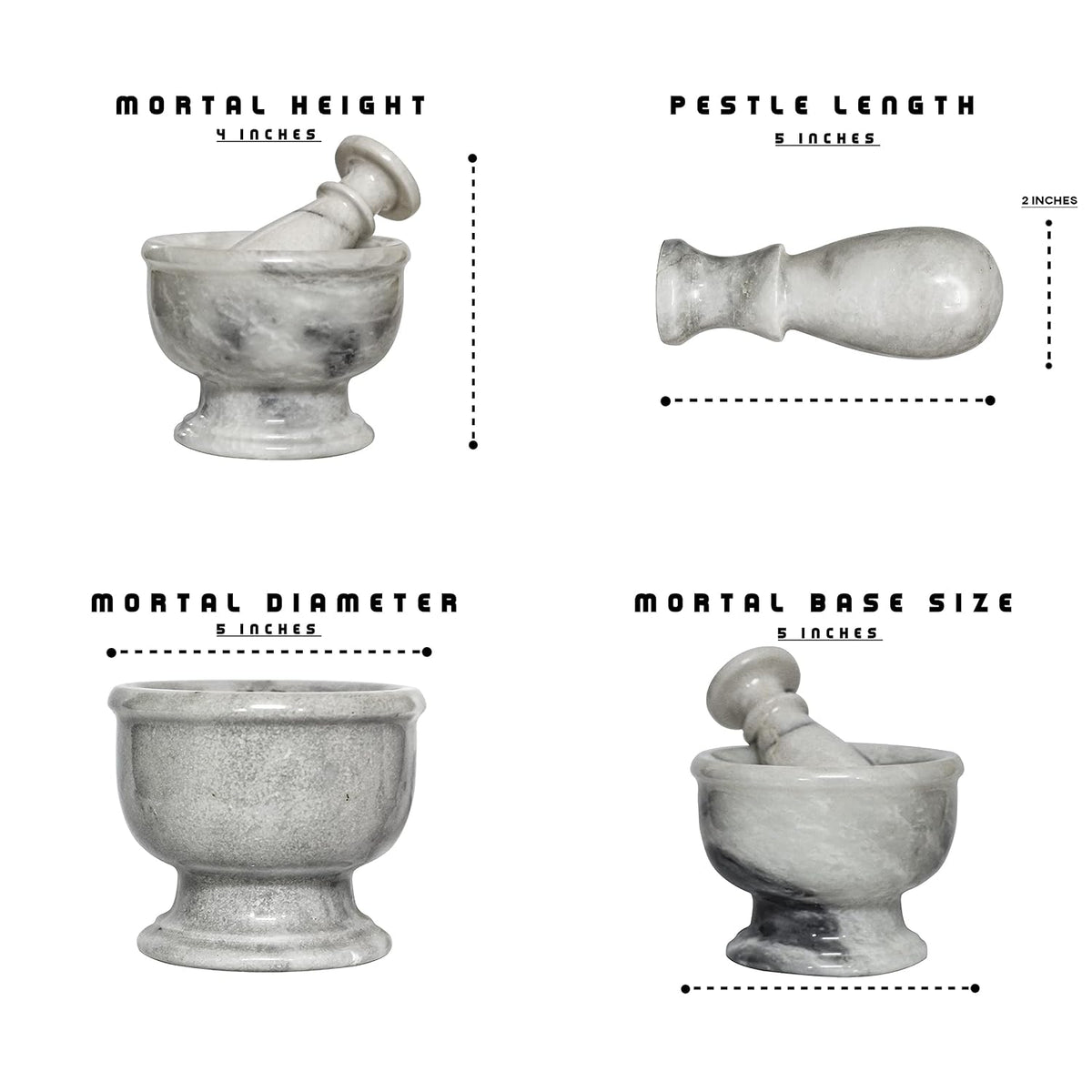 Mortar and Pestle Set – Large Stone Grinder with Polished Bowl & Non-Slip Base | Elegant Onyx Marble Kitchen Tool for Spices, Herbs & Guacamole