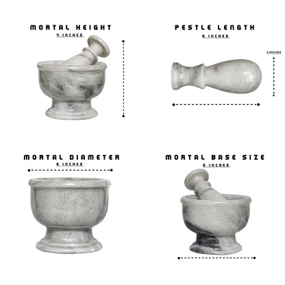 Mortar and Pestle Set – Large Stone Grinder with Polished Bowl & Non-Slip Base | Elegant Onyx Marble Kitchen Tool for Spices, Herbs & Guacamole