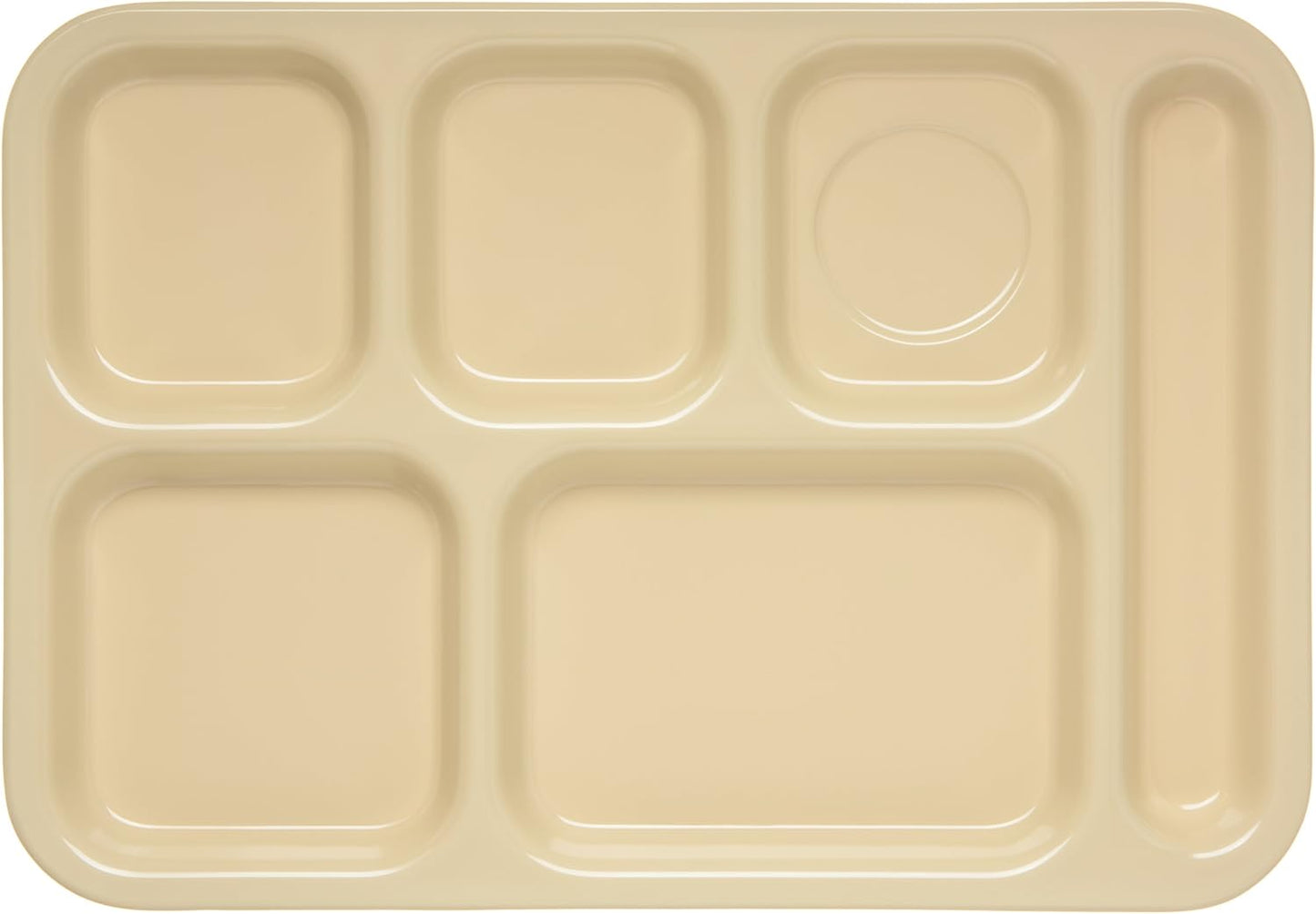 Carlisle FoodService Products Melamine Lunch Tray with 4 Compartments, Right Handed Cafeteria Tray with Divided Compartments for Food, 10" x 9.75", Dark Blue