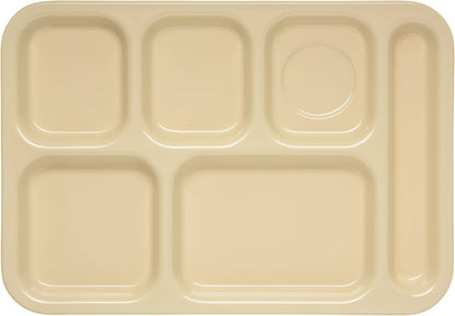 Carlisle FoodService Products Melamine Lunch Tray with 4 Compartments, Right Handed Cafeteria Tray with Divided Compartments for Food, 10" x 9.75", Dark Blue