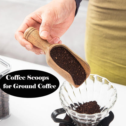 Wooden Scoops for Canisters Wooden Scoop for Jars Acacia 5″ Med-size Flour Scoop Coffee Scoops for Ground Coffee Measuring Spoon for Bath Salt Scoop Wood Laundry Detergent Shovel -Multipurpose