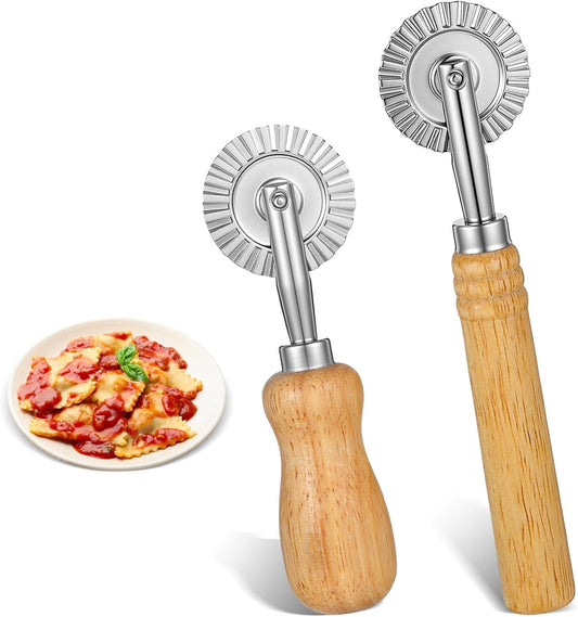 2 Pcs Pasta Cutter Wheel Sturdy Fluted Ravioli Cutter Wheel