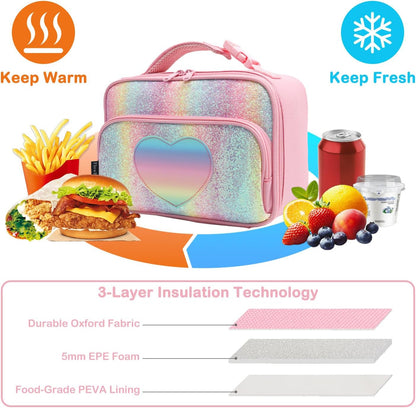 FlowFly Kids Lunch box Insulated Soft Bag Mini Cooler Back to School Thermal Meal Tote Kit for Girls, Boys, Astronaut - Colors A