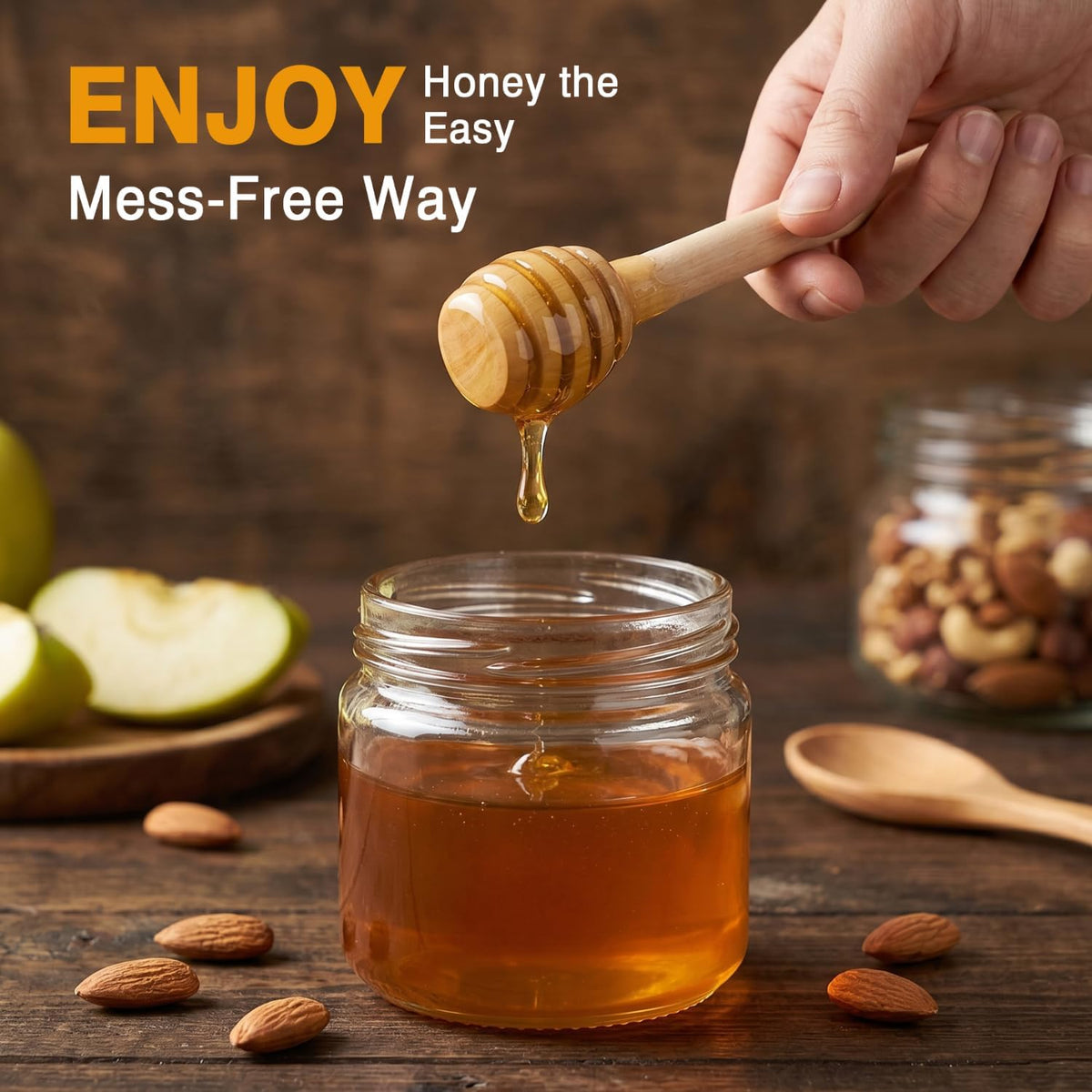 20PCS Honey Dipper Sticks, 3.15 Inch Wooden Honey Dippers, Mini Honeycomb Stirrer for Jars, Tea, Syrup, Wedding Favors