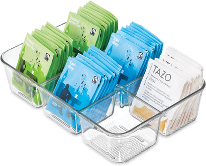 iDesign Clear Tea Bag & Sugar Packet Organizer | For Drawer, Cabinet, Kitchen Countertop