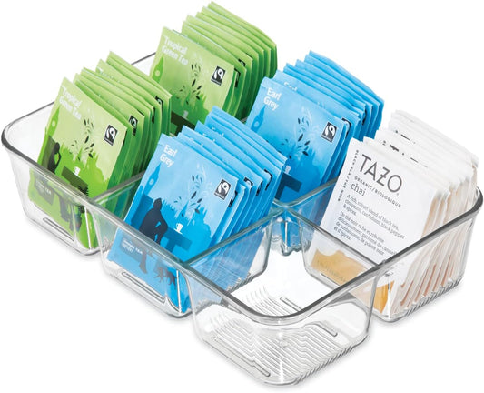 iDesign Clear Tea Bag & Sugar Packet Organizer | For Drawer, Cabinet, Kitchen Countertop