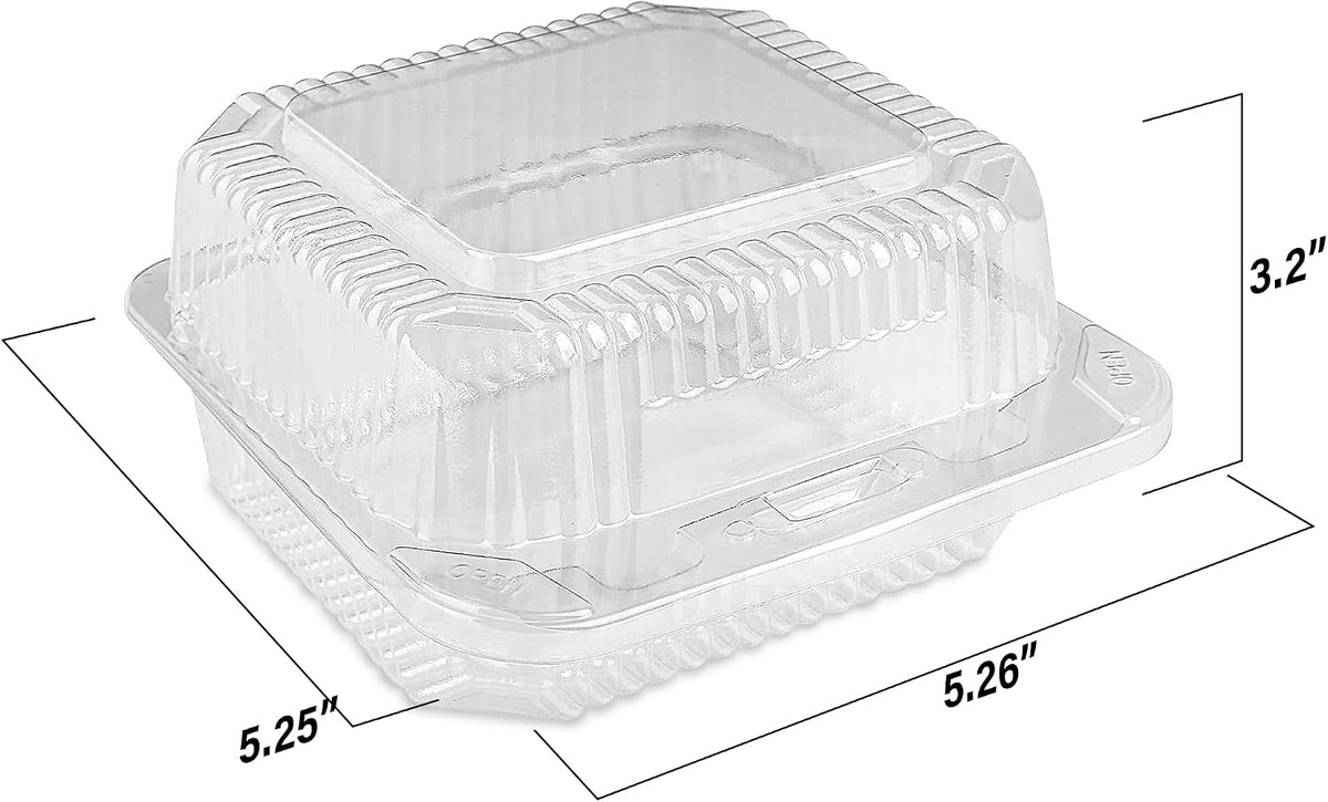 MT Products Clear Cake Slice Container 5" x 5" x 2.75" - To go Square Plastic Container (Pack of 40) - Made in the USA