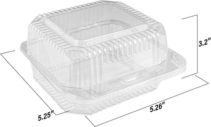 MT Products Clear Cake Slice Container 5" x 5" x 2.75" - To go Square Plastic Container (Pack of 40) - Made in the USA