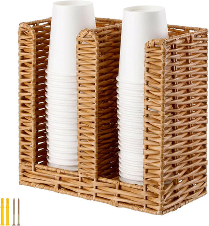 Maxcheck Metal Mesh Cup Lid Holder, 2 Compartments, 8.2 x 4.1 x 7.9 Inch