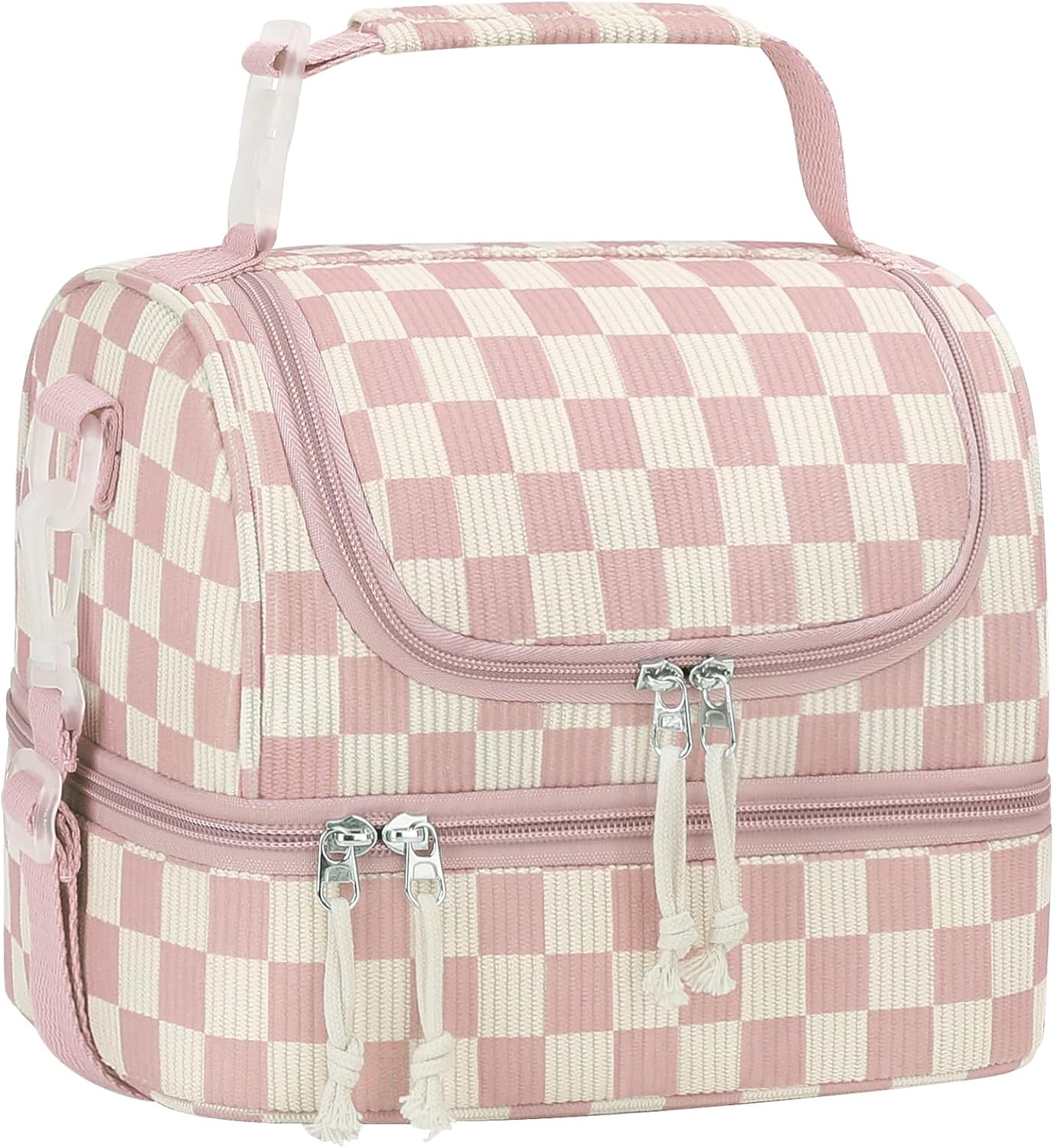 Vankor Corduroy Lunch Box Kids Insulated Lunch Bag Double Decker, Cute Leak-Proof Lunch Box for Boys Girls, Portable Cooler Lunch Bag Thermal Lunch Tote for School Picnic Travel, Light Blue