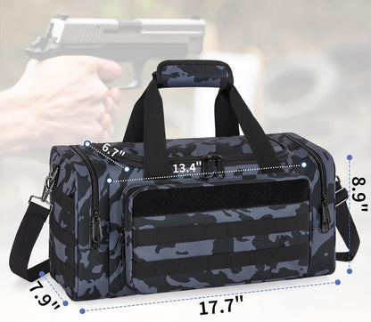 Tactical Pistol Range Bag, Gun Range Bag for Handguns, Shooting Duffle Range Pistol Bag with 6X Magazine Slots, Extra Pockets for Ammo and Essentials