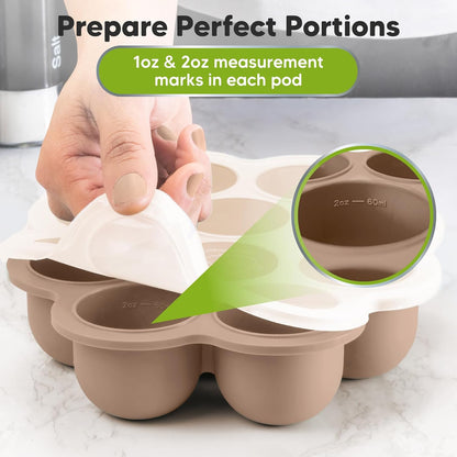KeaBabies Silicone Food Freezer Trays with Lid, 2oz x 10 Pods Baby Food Storage Containers, Easy Puree Meal Prep, Breast Milk Silicone Freezer Molds, Dishwasher, Microwave Safe, BPA-Free (Slate)