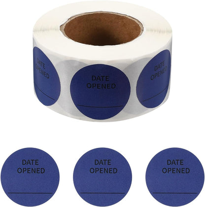 PATIKIL 500 Pcs Date Opened Stickers Roll, 1.25 Inch Food Storage Labels Removable Freezer Labels Adhesive Food Labels for Inventory Organized Kitchen Containers, White and Black