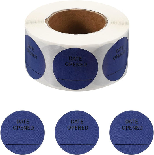 PATIKIL 500 Pcs Date Opened Stickers Roll, 1.25 Inch Food Storage Labels Removable Freezer Labels Adhesive Food Labels for Inventory Organized Kitchen Containers, White and Black