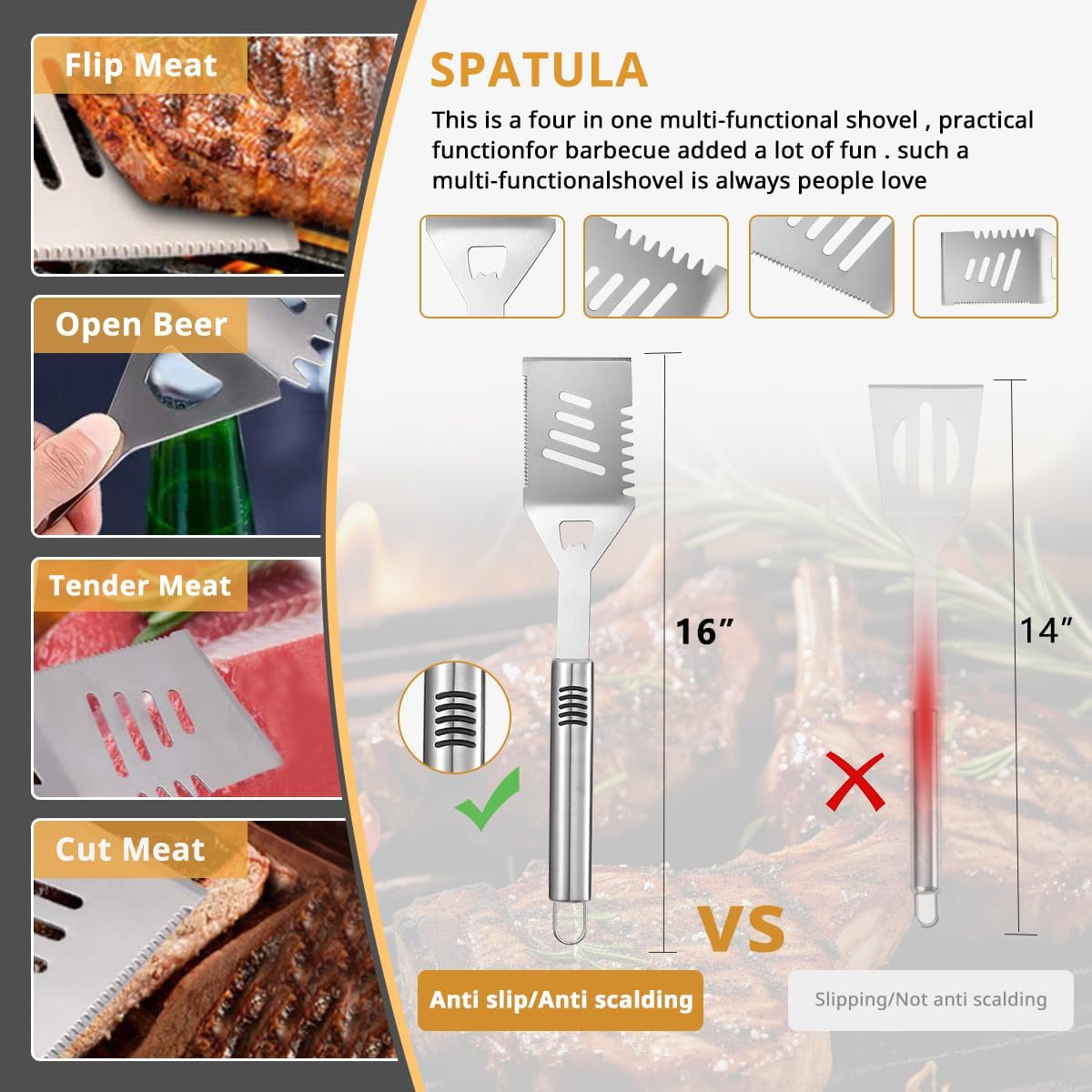 BBQ Grilling Tools Set,Stainless Steel Grilling Accessories Kit for Men Gift,13pc BBQ Grill Utensils Gift Kit with Portable Carry Bag BBQ Tools Grill Tools Set for Backyard Outdoor Grill Cooking