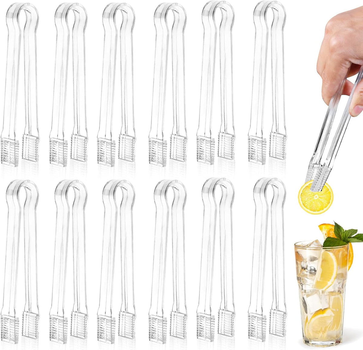 Ninsula Plastic Serving Tongs, 6.3 Inches Disposable Clear Tongs