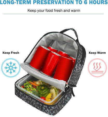 Tilami Lunch Bags Insulated Adjustable Strap Zipper, Two Compartments Cooler Bags, Bento Bags for Kids Toddlers (Blue)