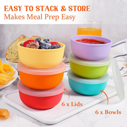 Webake 3" Silicone Pinch Bowls for Cooking Prep, 2oz Small Dipping Bowls Sauce Condiment Containers with Lids, BPA Free Set of 8