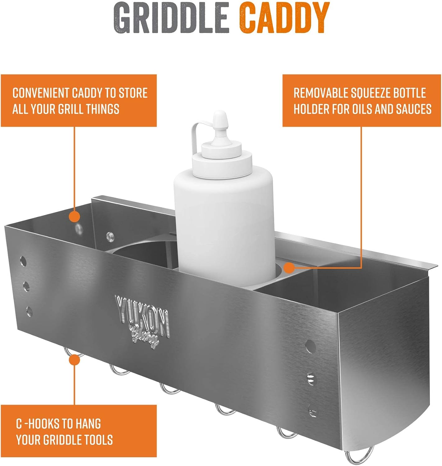 Yukon Glory BBQ Caddy Organizer - Stainless Steel Griddle Caddy for Char-Broil 4-Burner Grills - Clean & Organized Grill Station