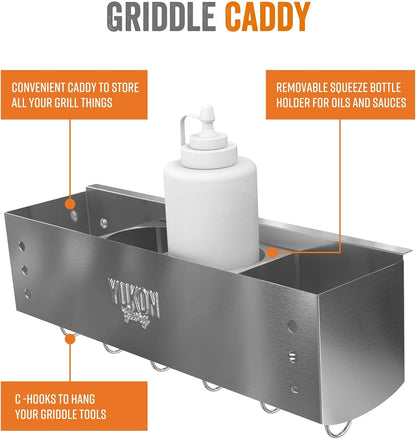 Yukon Glory BBQ Caddy Organizer - Stainless Steel Griddle Caddy for Char-Broil 4-Burner Grills - Clean & Organized Grill Station