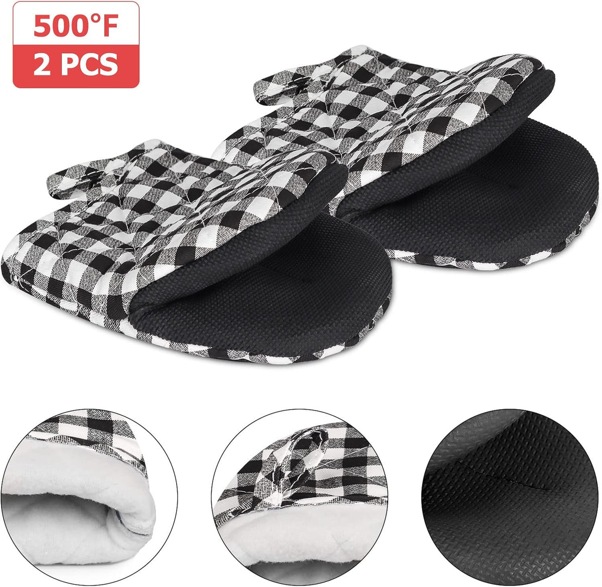 Goldmeet Mini Oven Mitts 2-Pack, 7"x5.5", 500°F Silicone Grip, Gray