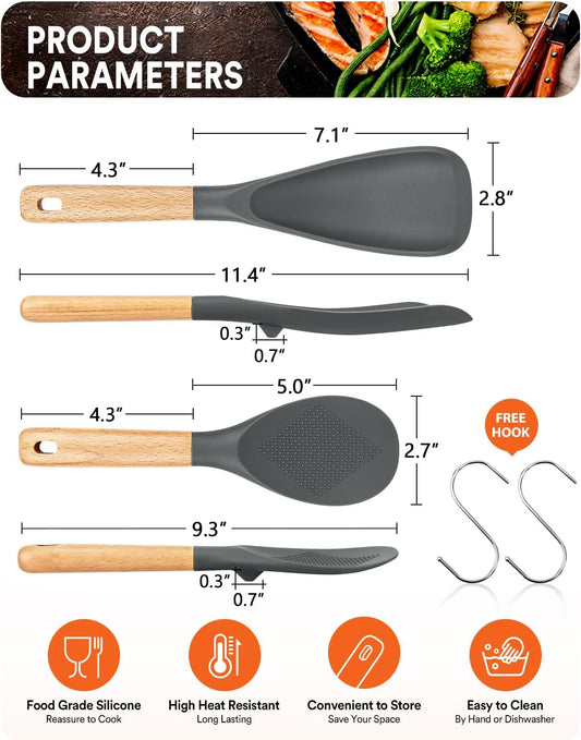 Badiano Cooking Spoon and Rice Scooper for Nonstick Cookware,Multi-function