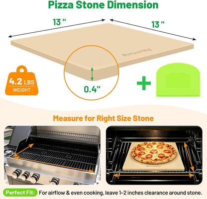 Cordierite Pizza Stone for Oven & Grill, 15 x 12 Inch Rectangular