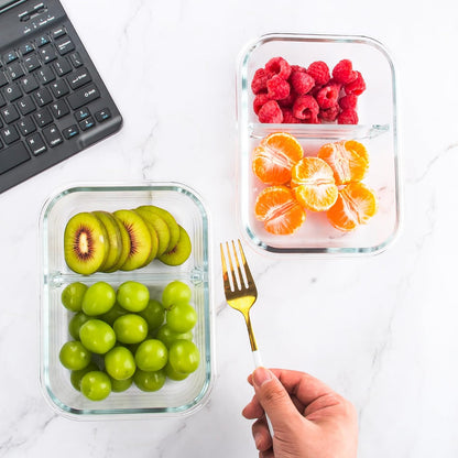 5-Pack,3 Compartment Glass Meal Prep Containers Set,34oz, Divided Food Storage Containers with Lids, Glass Lunch Box with 3 Dividers