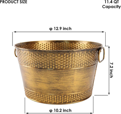 Ice Bucket for Parties Galvanized Beverage Tub, Drink Buckets Galvanized Bucket with Handles for Wine Beer Champagne Cocktails for Catering Bars (Copper-1PC)