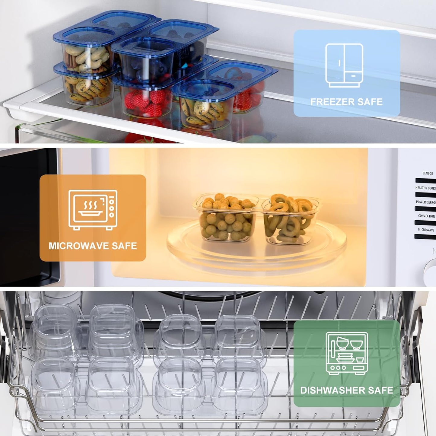 Snack Pack Containers for Kids, 5 Pack Reusable Snack Containers with Lids, 2 Compartment Small Bento Snack Box, BPA-Free, Lunchbox Accessories for Travel