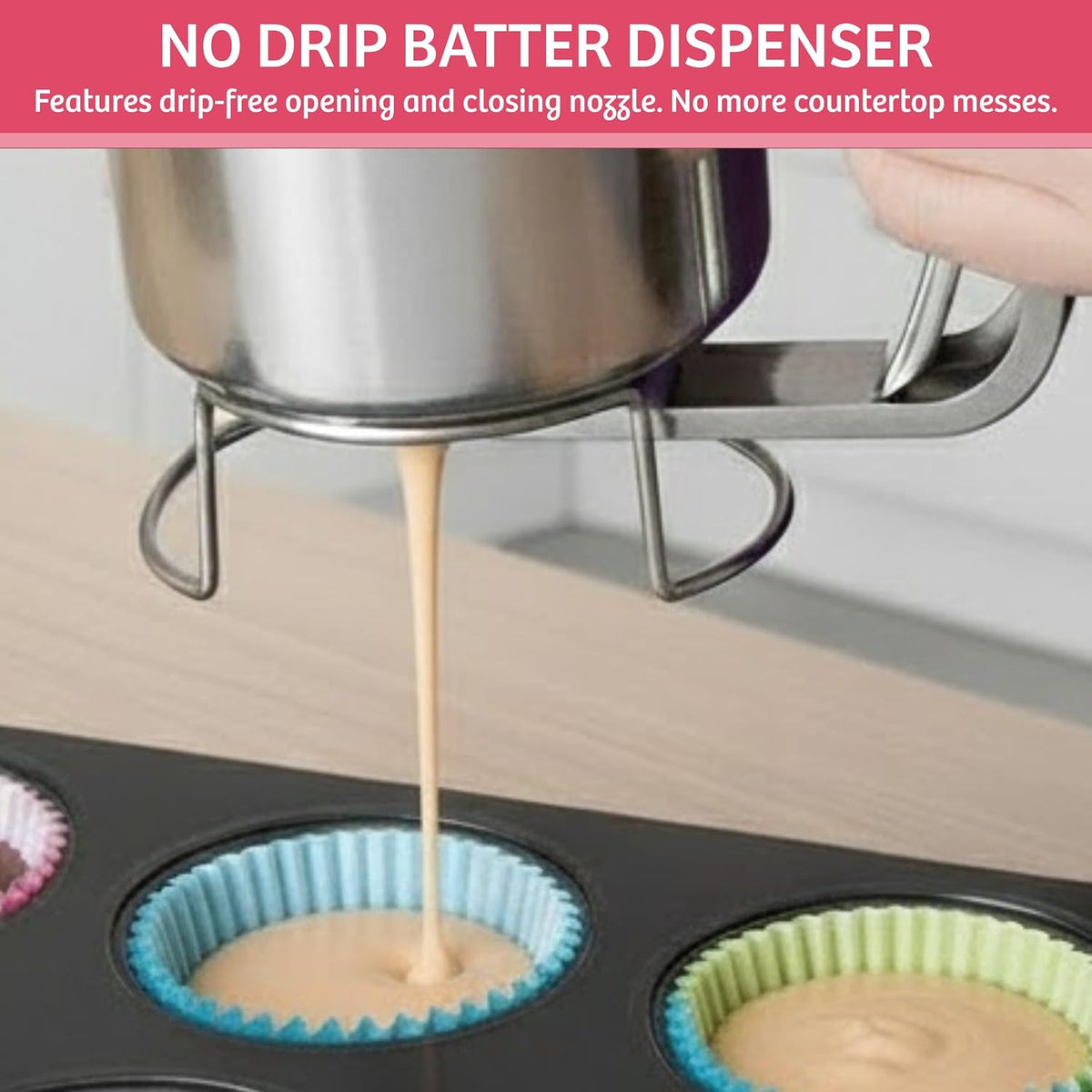 Classic Cuisine Pancake Batter Dispenser, Stainless Steel, 3-Cups