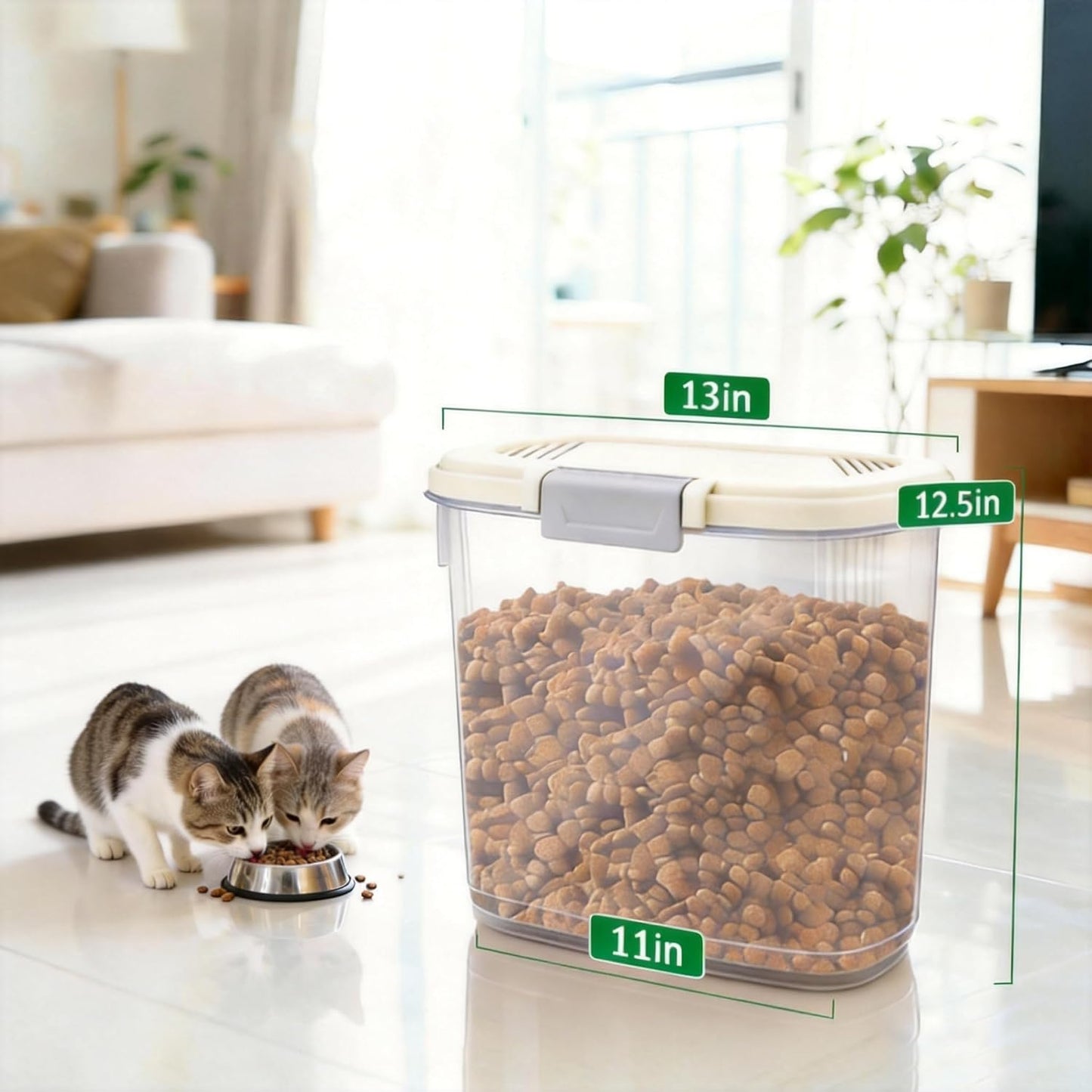 10-15 Lbs Dog Food Storage Container Airtight - Slim Pet Cat Food Container with Lid, Scoop and Cup - Clear Plastic Dry Food Storage Bin for Dogs, Cats, Bird Seeds, Kibble, Pellets, Rice, Flour