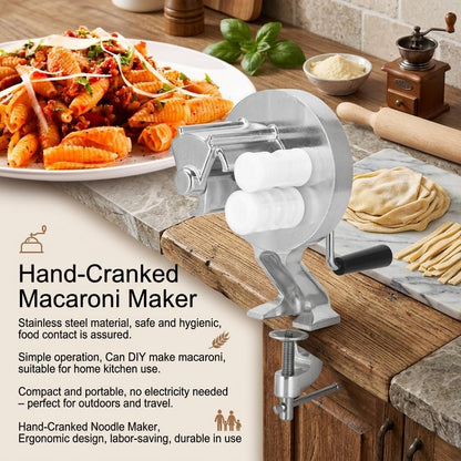 Manual Macaroni Maker, Pasta Maker Machine Pasta Maker Stainless Steel Hand Cranking Noodles Pressing Machine Kitchen Supply