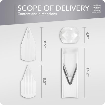 BORNER V Mandoline Slicer Kitchen V1 ClassicLine Starter Set | Vegetable Grater Börner - Quality Made in Germany, Color:White