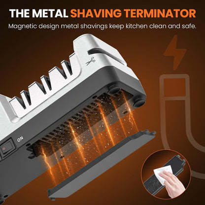 4-in-1 Electric Knife Sharpener for Home Cooks Kitchen (Silver)