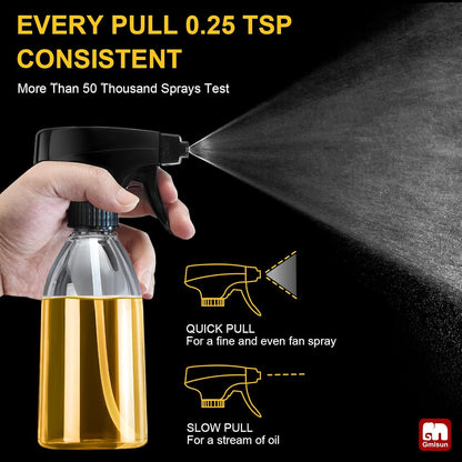 gmisun Oil Sprayer for Cooking, Olive Oil Spray Bottle, 10oz Food-Grade Plastic Oil Spritzer Mister, Refillable Oil Dispenser Bottle for Salad, BBQ, Grilling, Kitchen Baking, Roasting