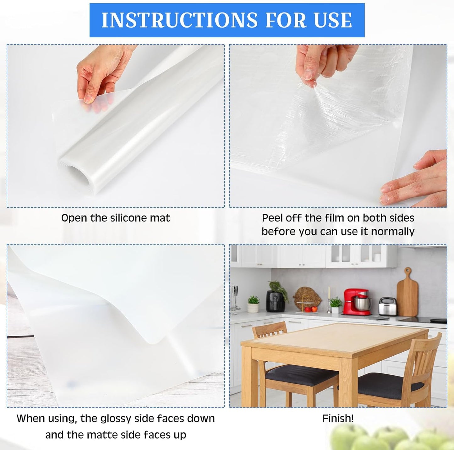 Hushee Silicone Mats for Kitchen Counter in Roll 120'' x 24'' Nonslip Cuttable Heat Resistant Mat for Kitchen Countertop Placemat(Dark Gray)