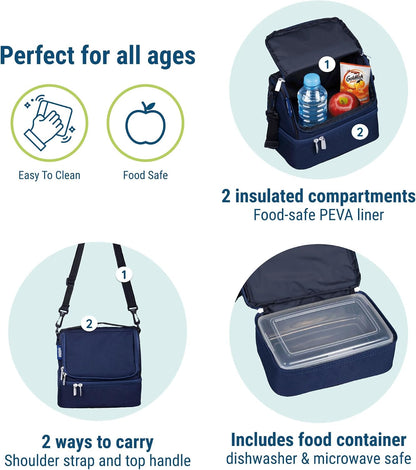 Wildkin Kids Two Compartment Insulated Lunch Bag – Keeps Food Hot or Cold, Easy-Clean Lining, Leak-Resistant & BPA-Free – Boys & Girls, Ideal for School, Travel & Daycare – Jurassic Dinosaurs