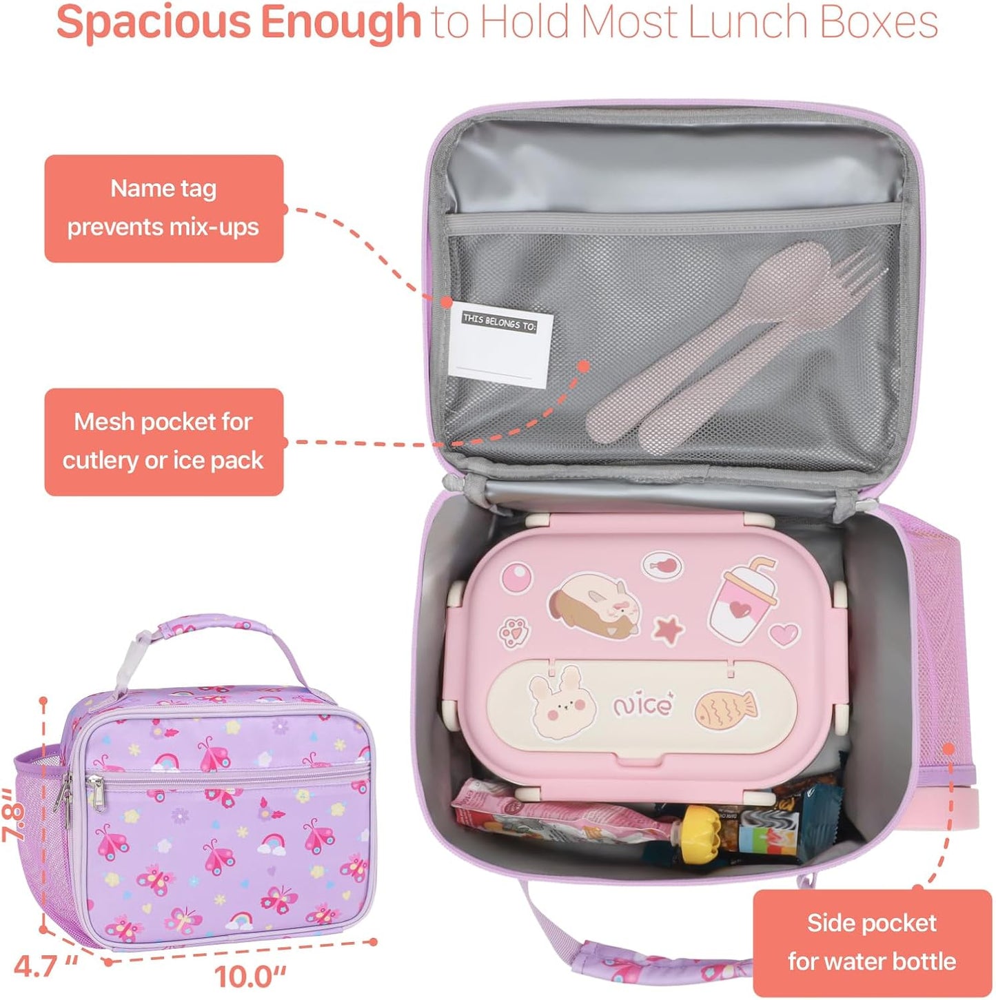 Kids Lunch Bag Boys - Insulated Kids Lunch Box Reusable Lunchbox with Water Bottle Holder Toddler Lunch Tote Bag for School Daycare, Black Dino Fossil